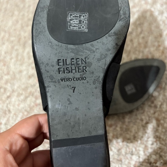 Eileen Fisher Suede Blue Slingback Block Heel Almond Toe Pumps Heels Shoes 7 - Picture 7 of 8